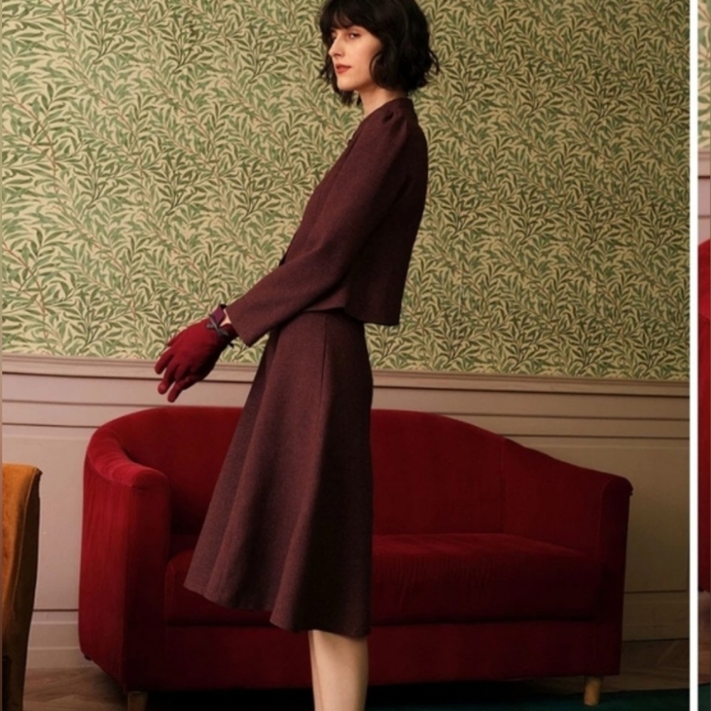 RIHOAS Plum A-Line Midi Skirt
